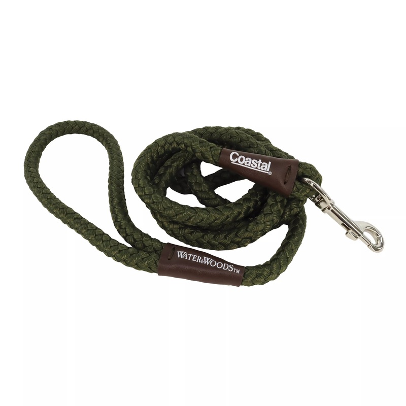 Coastal Water & Woods Braided Rope Snap Dog Leash 1/2″ X 6′ Green