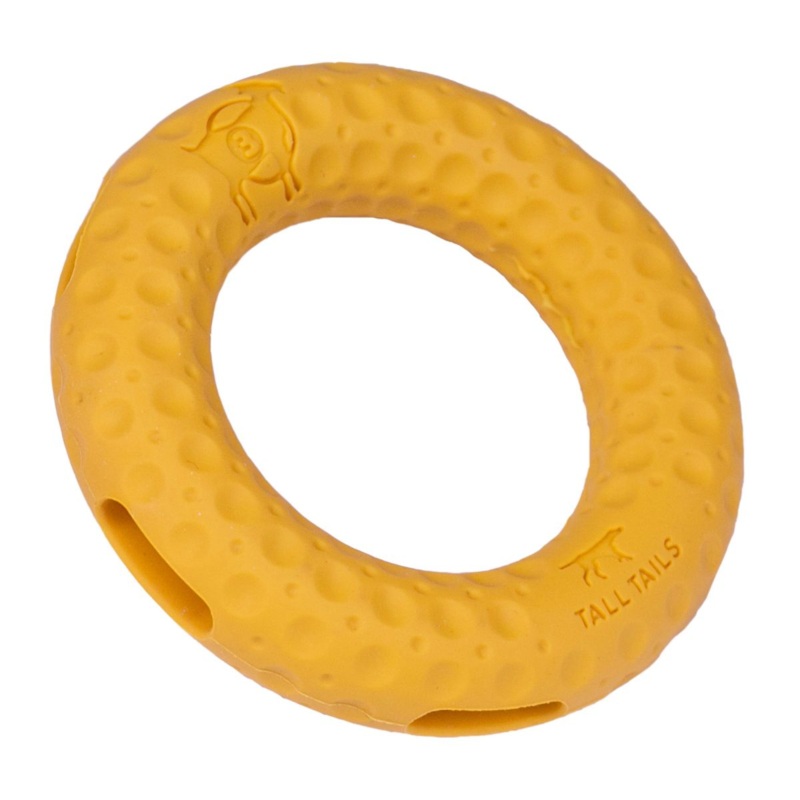 Tall Tails Goat Ring Yellow Dog Toy 3″