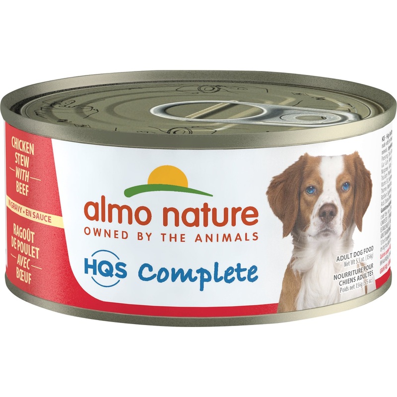 Almo Nature HQS Complete Chicken Stew With Beef Canned Dog Food 5.5- Oz Cans, Case of 24