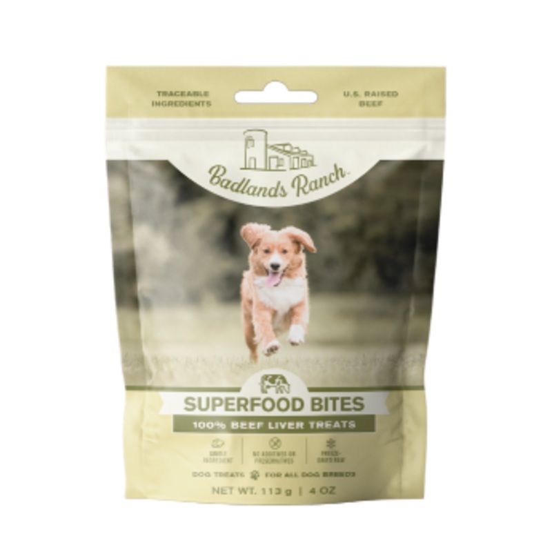 Badlands Ranch Superfood Bites Beef Liver Freeze-Dried Dog Treats 4 oz. LOWEST PRICE (M-BL3)