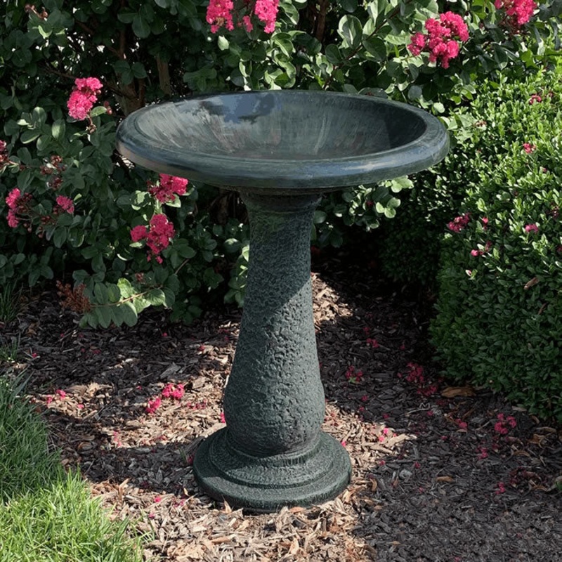 Birds & Beyond Fiber Clay Bird Bath, Hunter Green