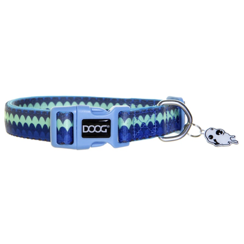 DOOG PLUTO COLLAR BLUE AND GREEN CHEVRON 14CM – 25CM
