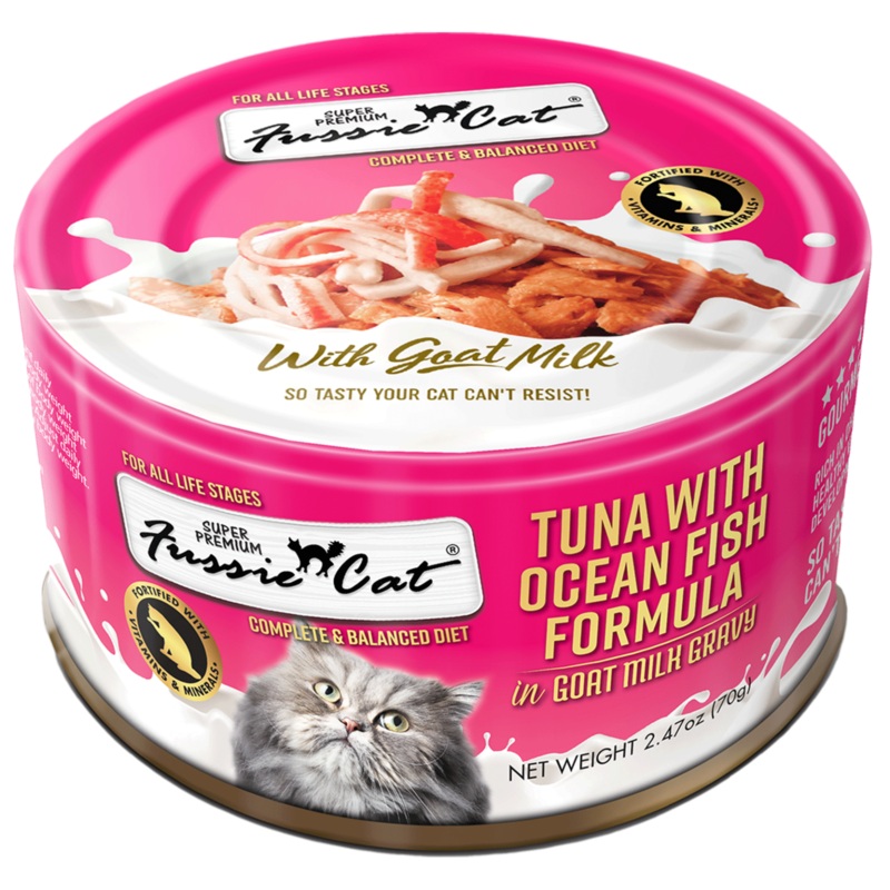 Fussie Cat Tuna with Oceanfish Formula in Goat Milk Gravy Canned Food
