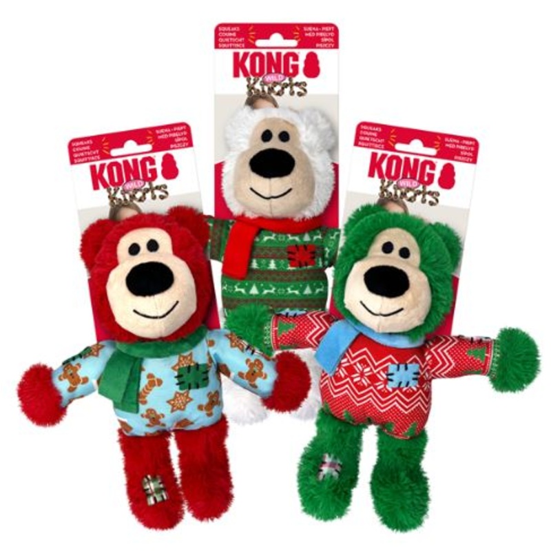 KONG Christmas Holiday Wild Knots Bear Dog Toy Small/Medium
