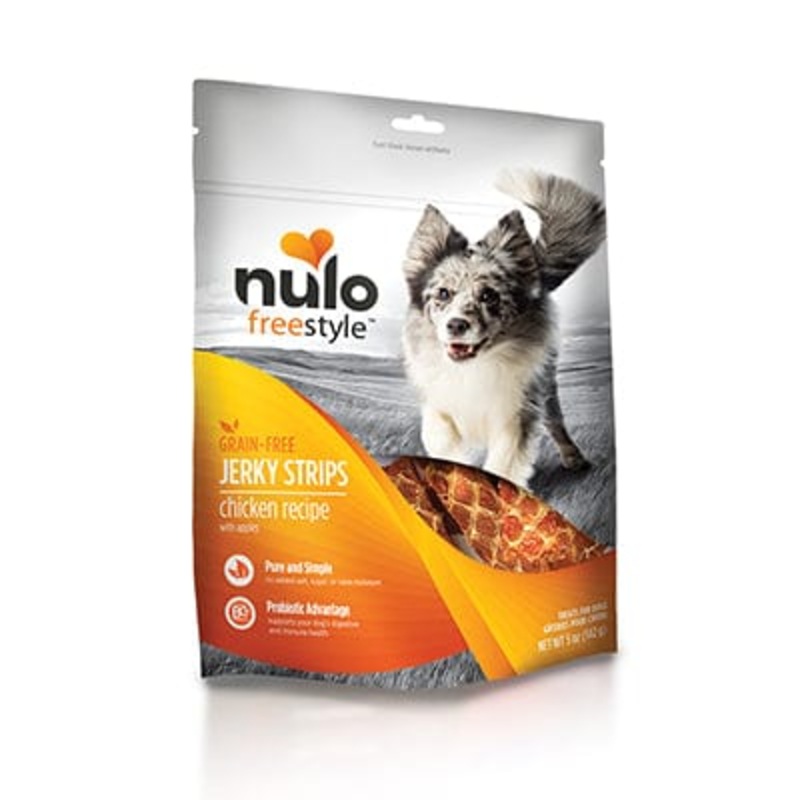 Nulo Freestyle Grain Free Jerky Strips Chicken & Apples Recipe Jerky Dog Treats 5 oz