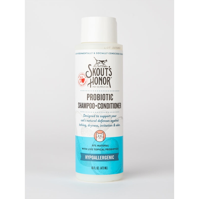 Skout’s Honor Cat Probiotic Shampoo + Conditioner Fragrance Free 16 oz Honeysuckle