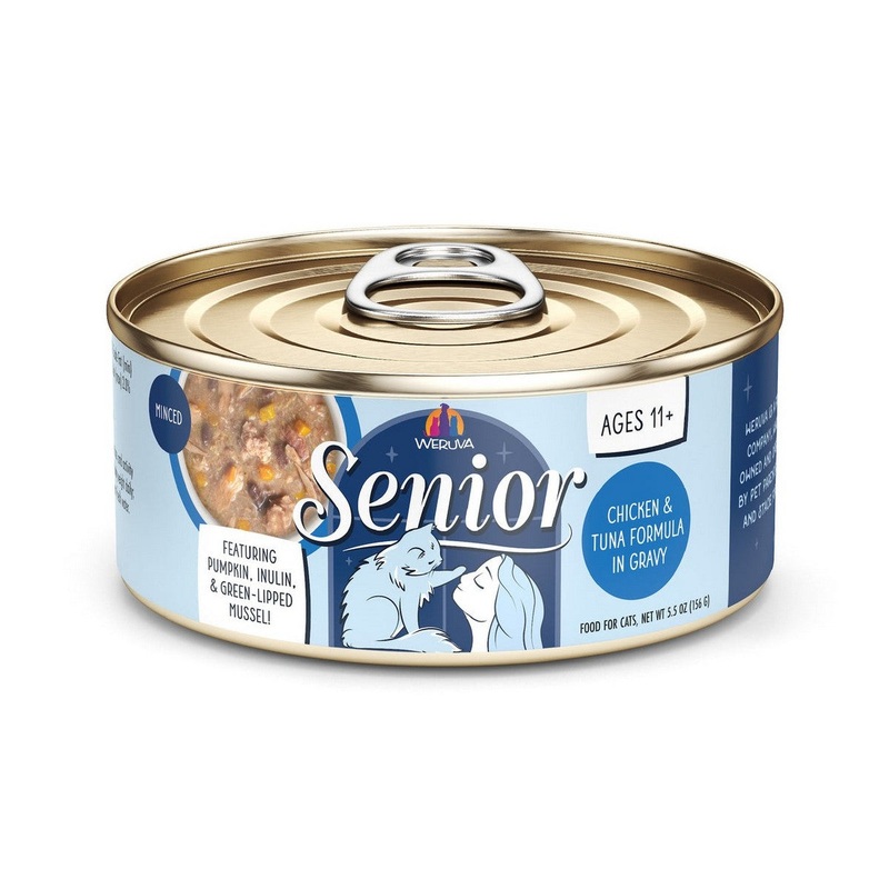 Weruva Cat Senior 11+ Wet Cat Food – Chicken & Tuna in Gravy – 5.5oz Can