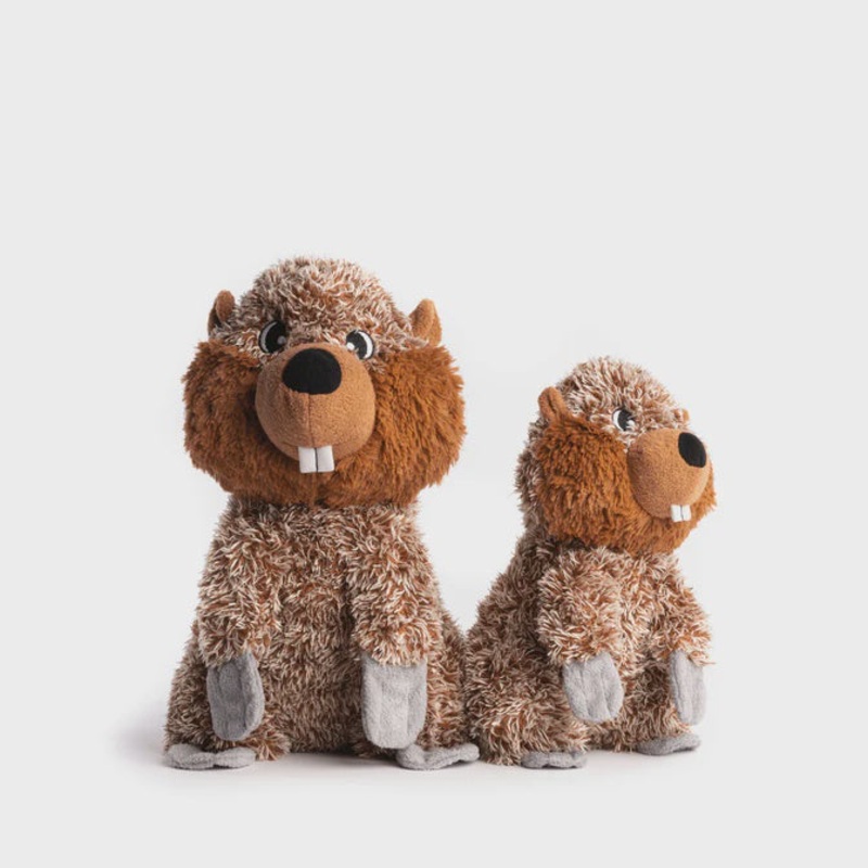 FabDog Fluffy Beaver Plush Dog Toy Small