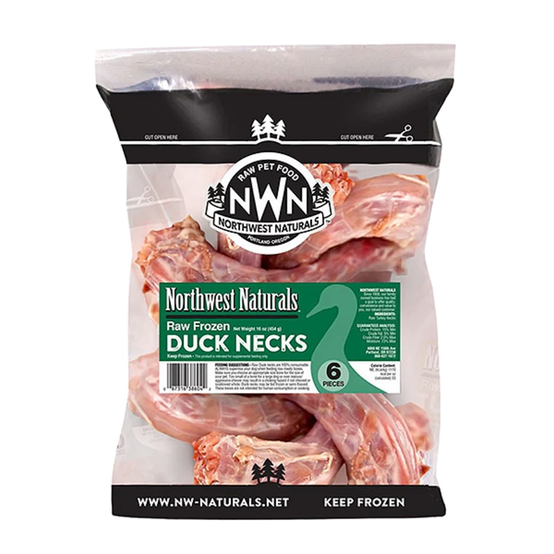 Raw Meaty Bones Duck Necks Frozen Recreational Raw Dog Chew 16oz, 6 Pack
