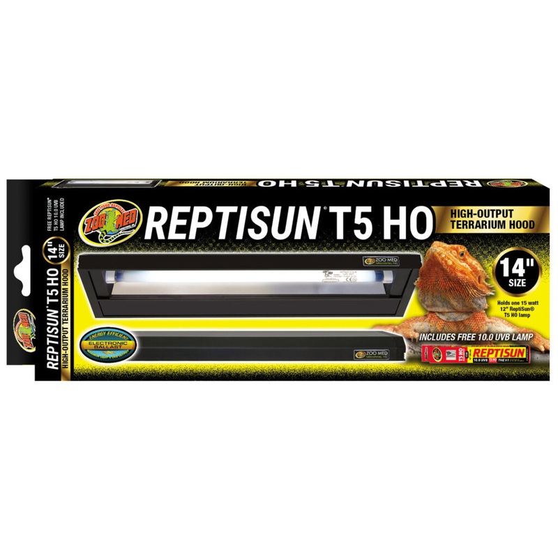ReptiSun T5 HO Terrarium Hood – 10.0 Bulb 14″