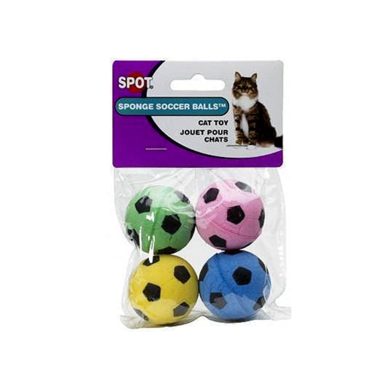 SPOT Sponge Soccer Balls Multicolor Cat Toy 4 Pack