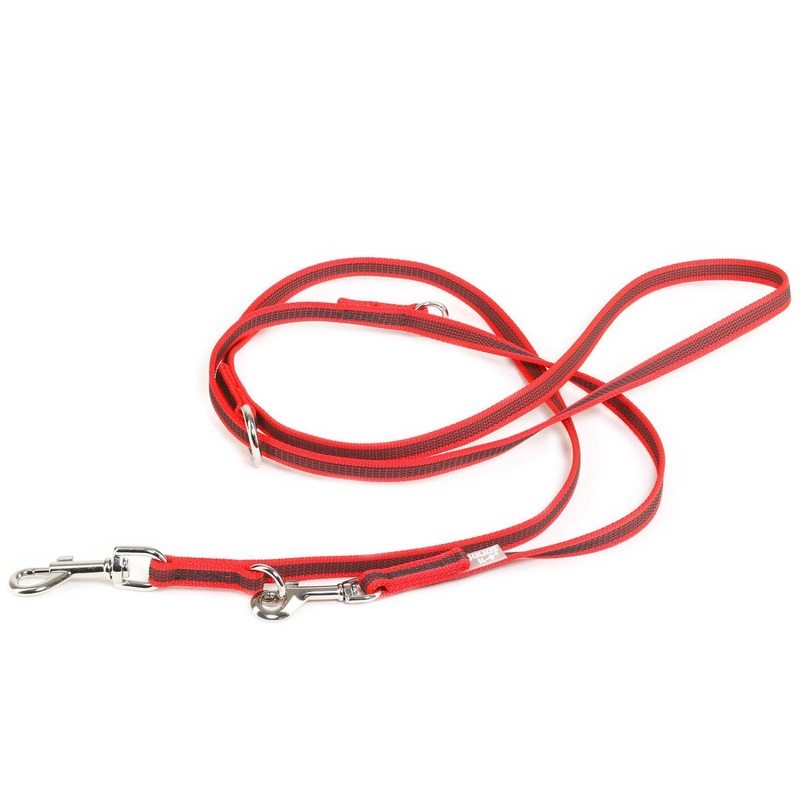 Color & Gray Adjustable Leash – Red-Gray Width 1.4 cm