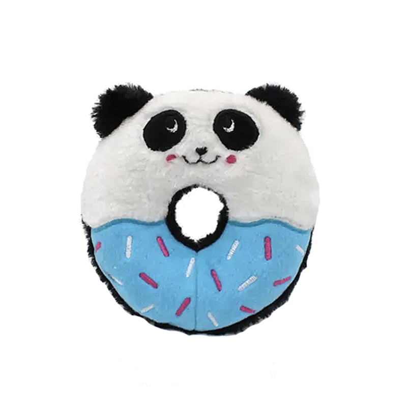 Donutz Buddies Panda Stuffing-Free Squeaky Plush Dog Toy 7 in diameter