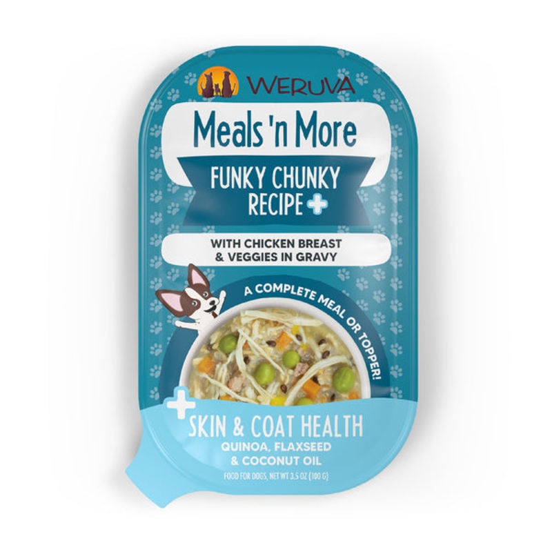 Weruva Meals ‘n More Funky Chunky Recipe Plus with Chicken Breast & Veggies in Gravy Dog Food 3.5 Oz – 12pk