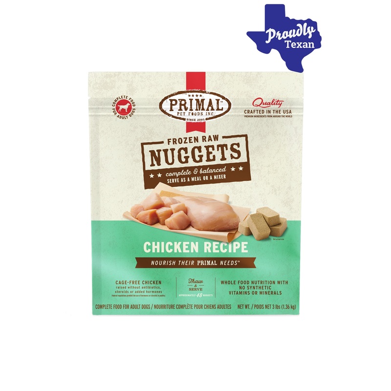 Primal Chicken Frozen Raw Dog Food 3 lb Nuggets