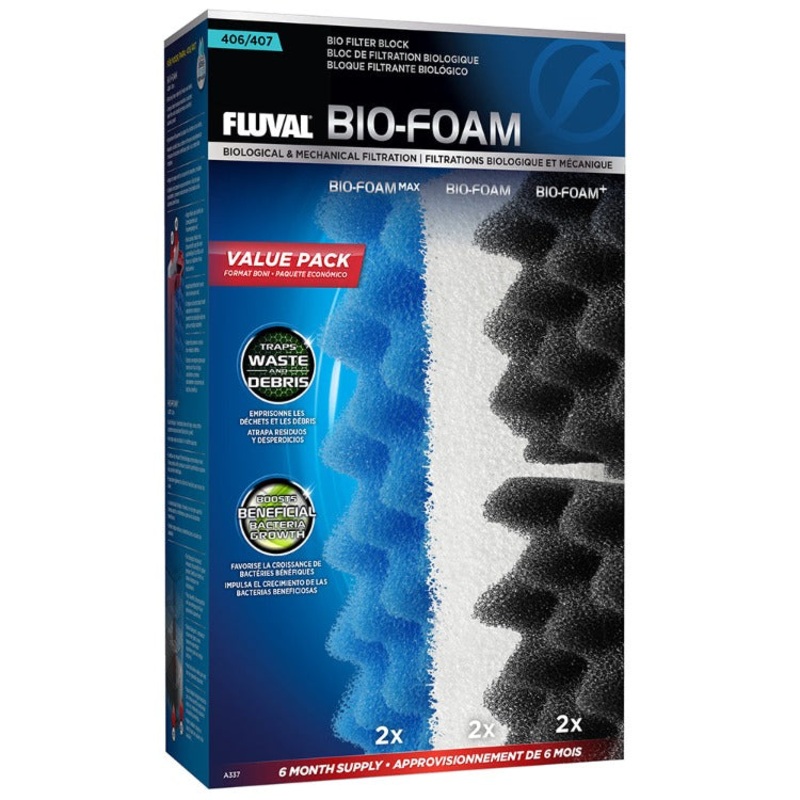 Fluval Canister Bio-Foam Filter Block Value Pack, Models 406/407