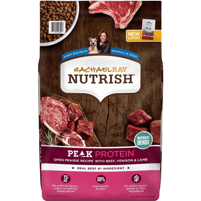 Rachael Ray Nutrish PEAK Open Prairie Recipe with Beef, Venison & Lamb Natural Grain-Free Dry Dog Food, 23 lbs