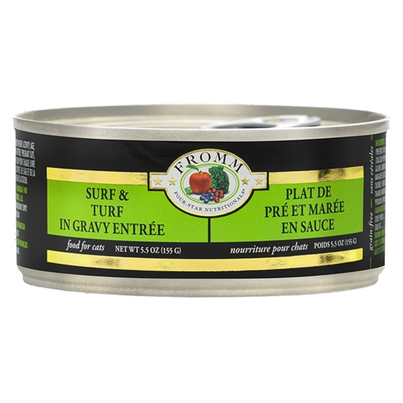 Surf & Turf in Gravy Entre Grain-Free Wet Canned Cat Food 5.5oz Case ( 12 Cans )
