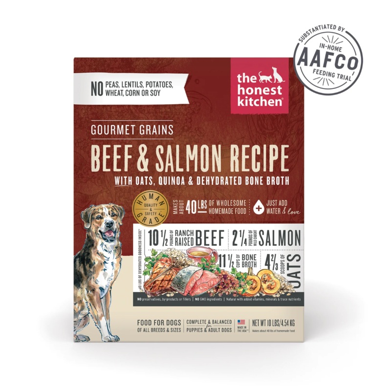 The Honest Kitchen Gourmet Grains Dehydrated Dog Food – Beef & Salmon – 10lb Box