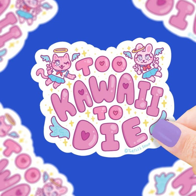 Too Kawaii to Die Angel Cat Vinyl Sticker