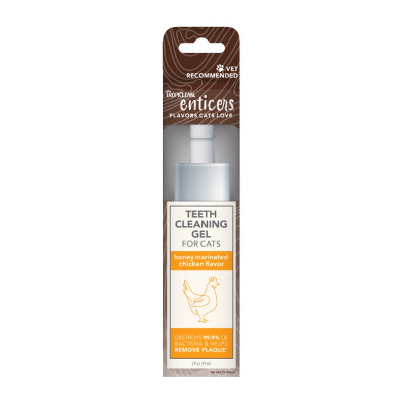 TropiClean Enticers Honey Marinated Chicken Flavor Teeth Cleaning Gel For Cats 2 Oz