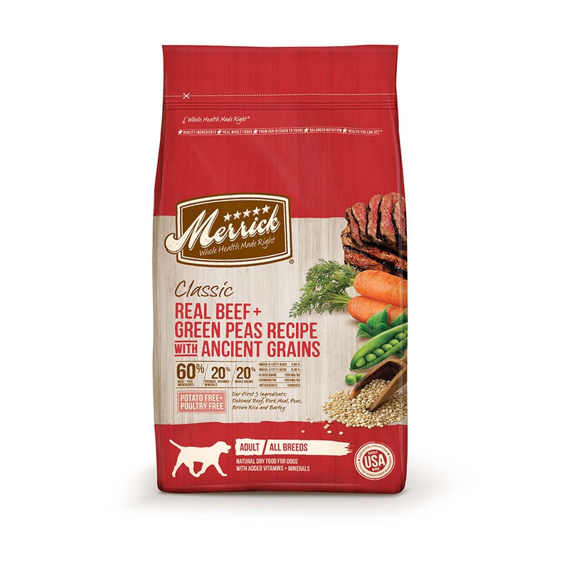 Merrick Classic Real Beef & Green Peas Recipe with Ancient Grains Dog Food 12 Lbs