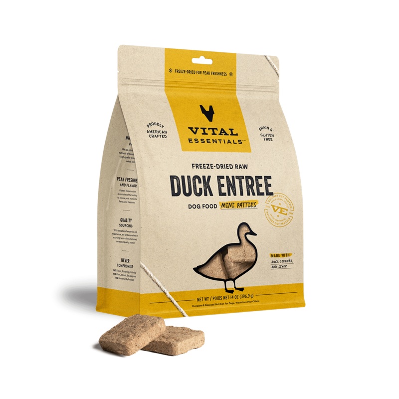 Vital Essentials Freeze-Dried Raw Duck Entre Mini Patties Dog Food