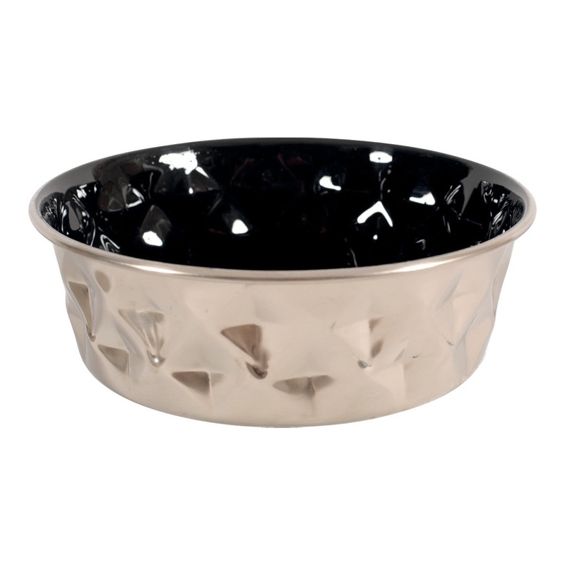 Diamonds Stainless Non-Slip Dog Bowls – Black 1.8L