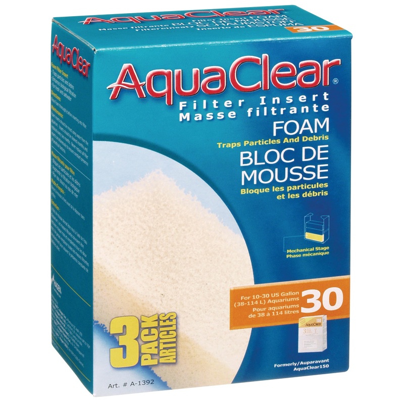 Fluval AquaClear 30 Backfilter Foam Filter Insert 3/pk