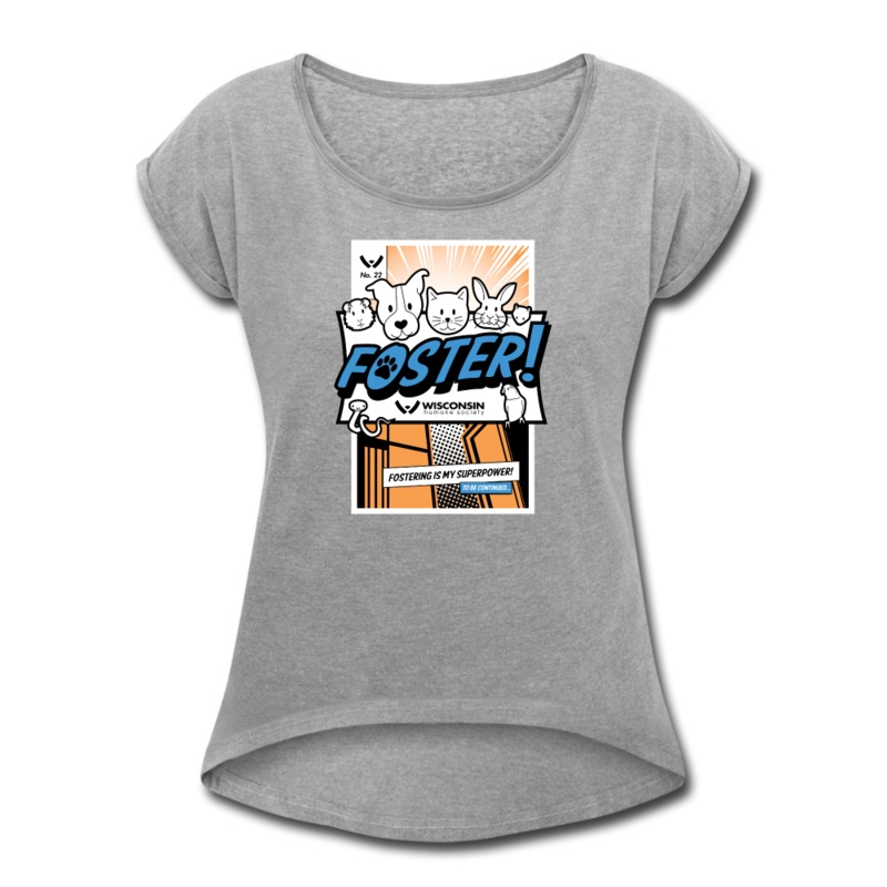Foster Comic Roll Cuff T-Shirt heather gray S
