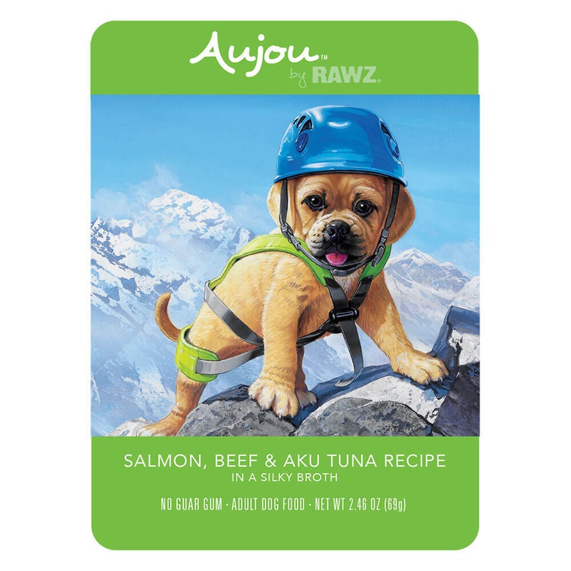 RAWZ Aujou Salmon, Beef & Tuna Wet Dog Food 2.46-oz. Pouch