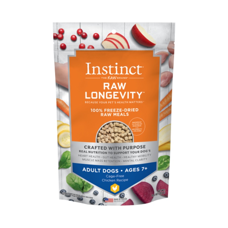 Instinct Dog Raw Longevity FD Meals Chicken Adult 7+ 9.5oz *Clearance* 9.5oz
