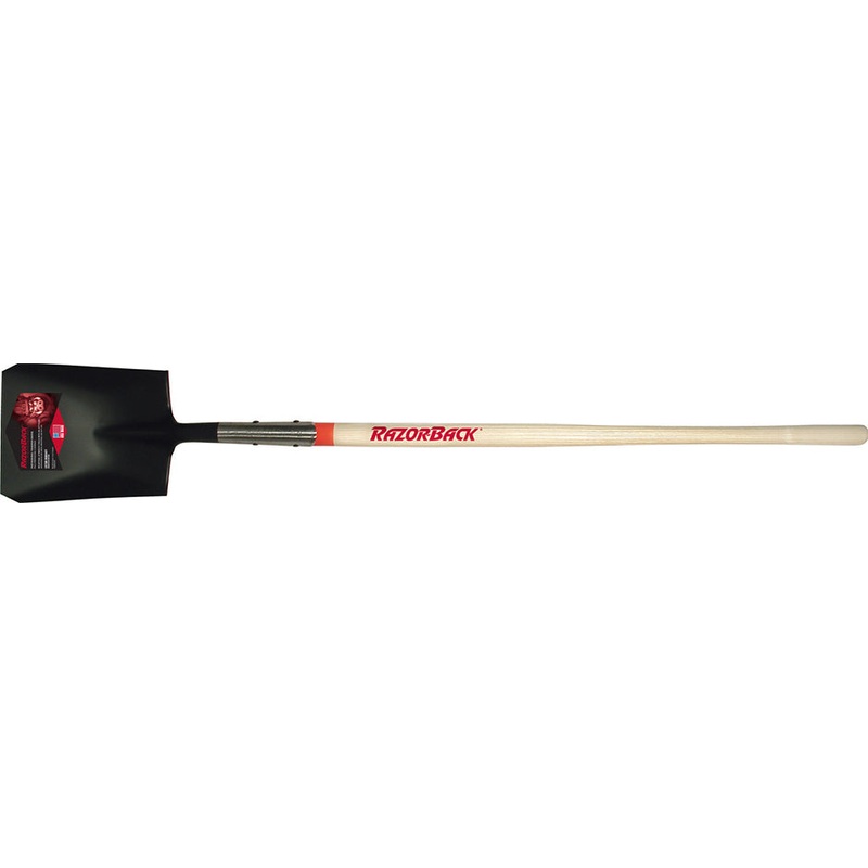 Razor-Back Square Point Shovel With Tab Socket And Rolled Step, Wood Handle 58.5 height  9.5 width  5.375 depth