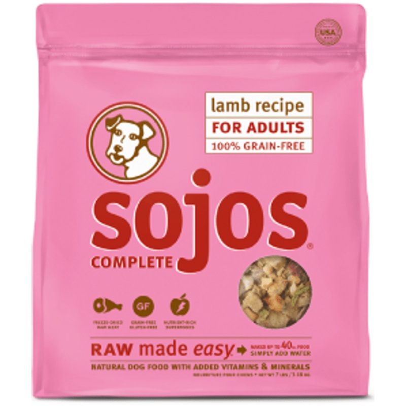 Sojos Complete Lamb Recipe Adult Grain-Free Freeze-Dried Dehydrated Dog Food 1.75 lb
