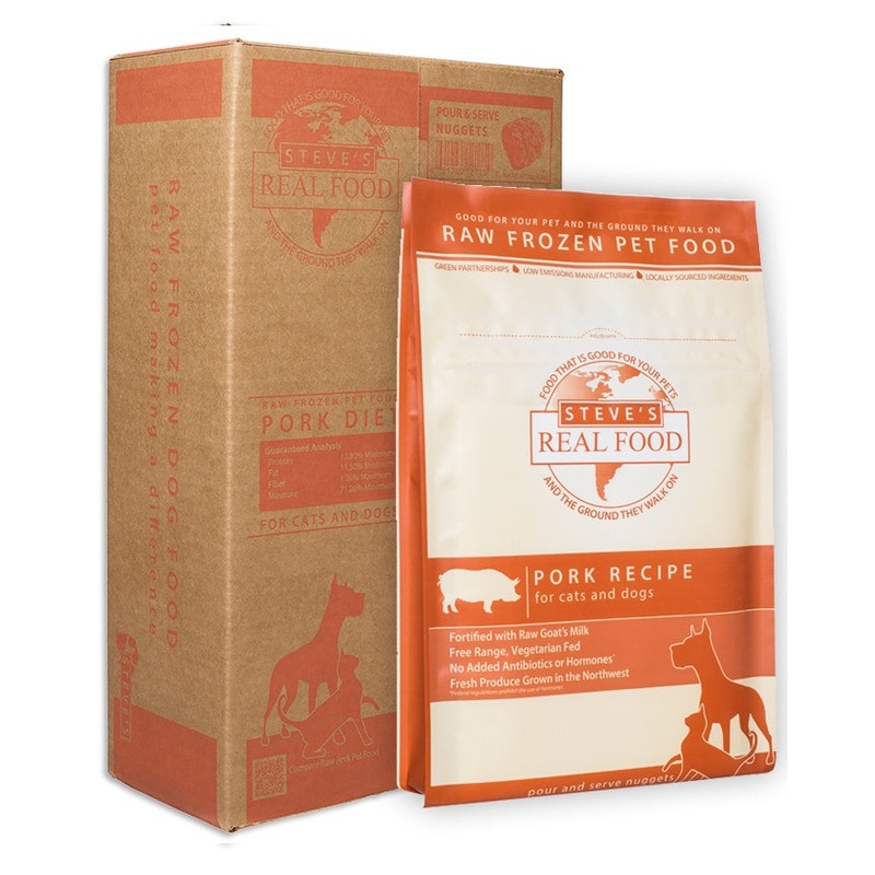 Steve’s Real Food Frozen Pork Nuggets Dog & Cat Food 5lb
