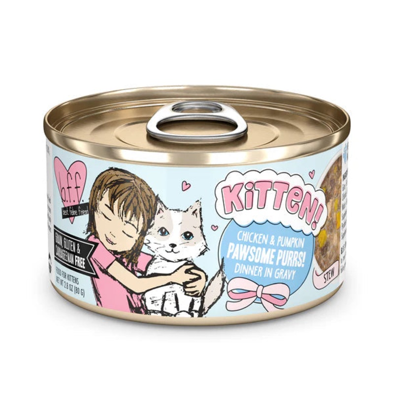 Weruva BFF Kitten! Chicken & Pumpkin Pawsome Purrs! Dinner in Gravy Cat Food 2.8 oz – 12pk
