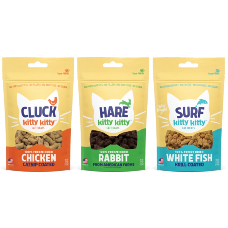 Treat Planet Cluck Kitty Kitty 100% Freeze-Dried Chicken Treat with Catnip Coating .75 oz