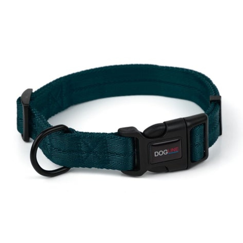 Dogline Nylon Flat Collar Dark Teal L 11″-16″ W 5/8″