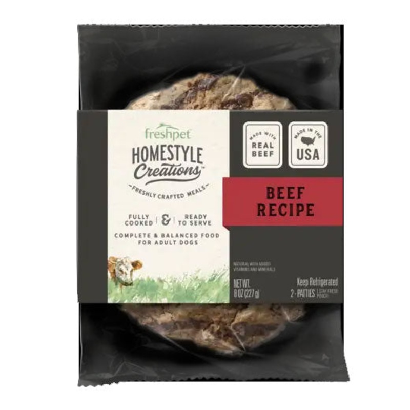 Freshpet Homestyle Creations Beef Recipe Refrigerated Dog Food 8-oz. pouch (contains 2 patties)