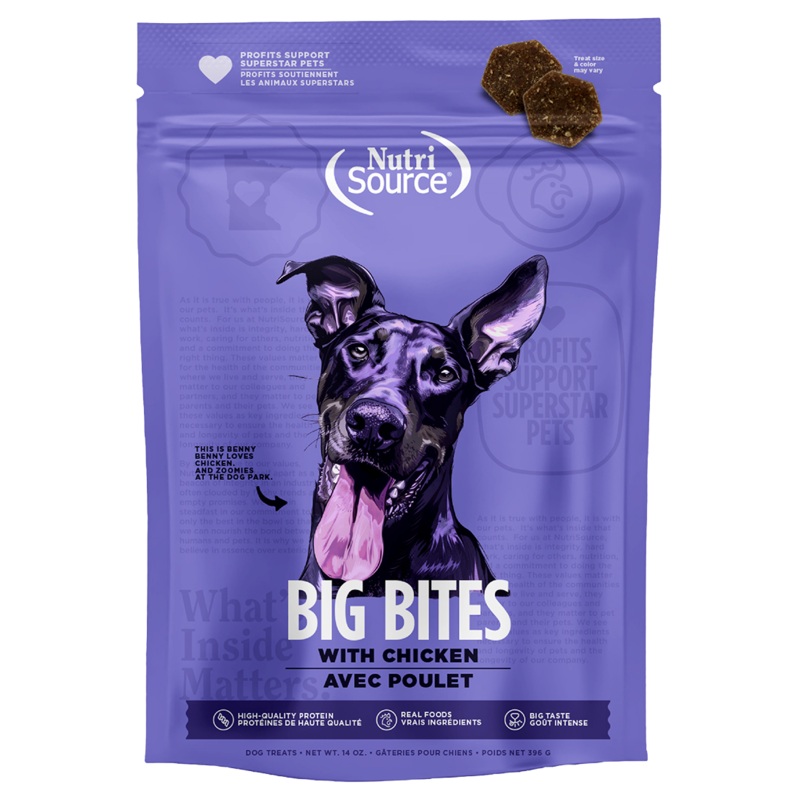 Nutrisource Chicken Big Bites High-Quality Protein Dog Treats – 14oz