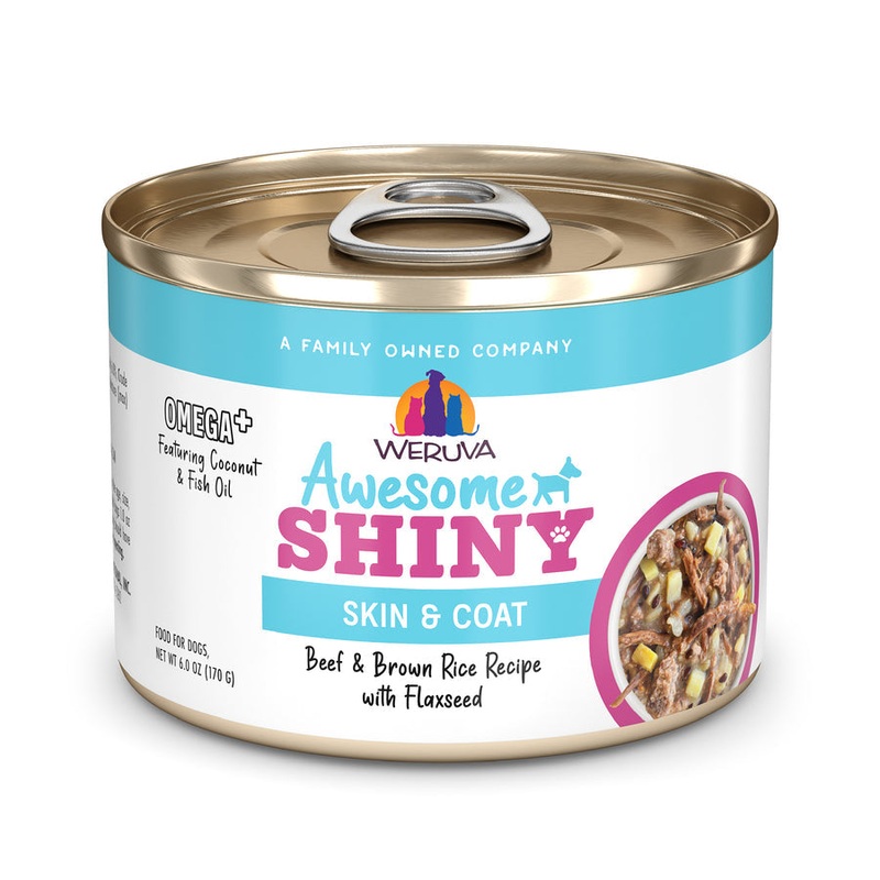 Weruva Awesome Shiny Beef & Brown Rice Recipe with Flaxseed in Gravy Dog Food 14 oz