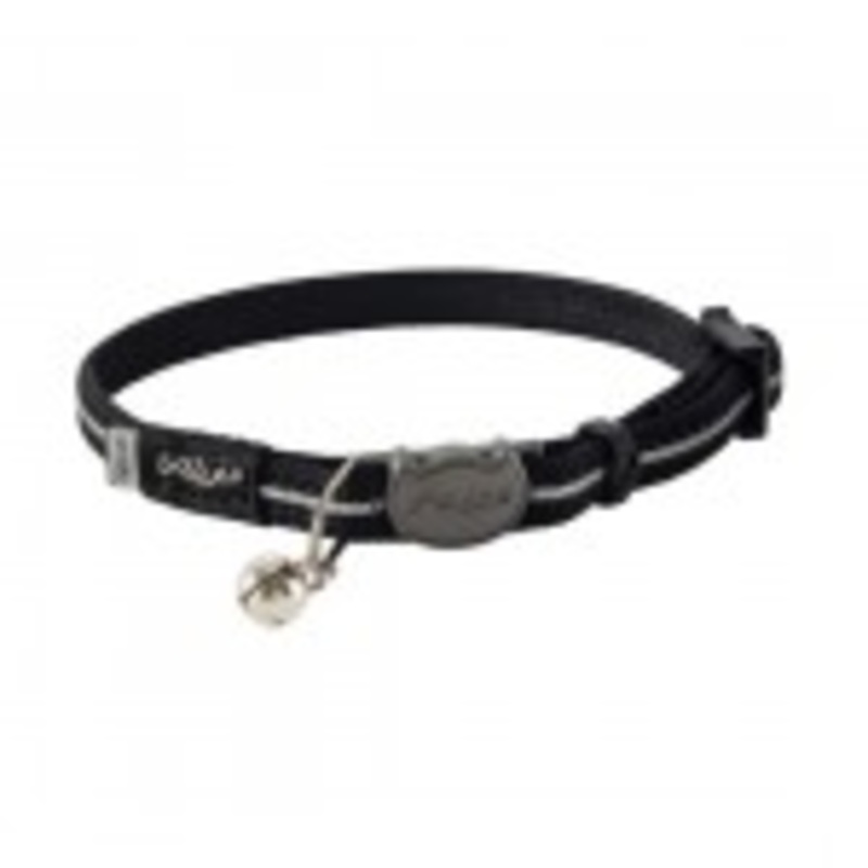 Rogz Safety Buckle Alley Cat Collar Black