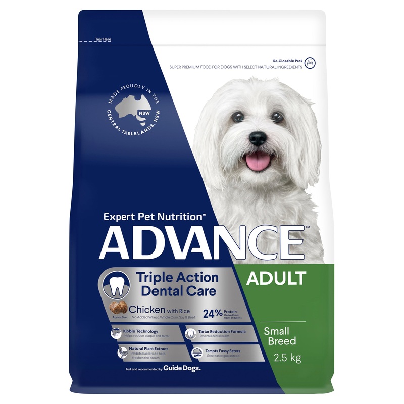 ADVANCE – Dental Care Triple Action Adult Small Breed Chicken with Rice Dog Dry Food (2.5kg) 2.5kg