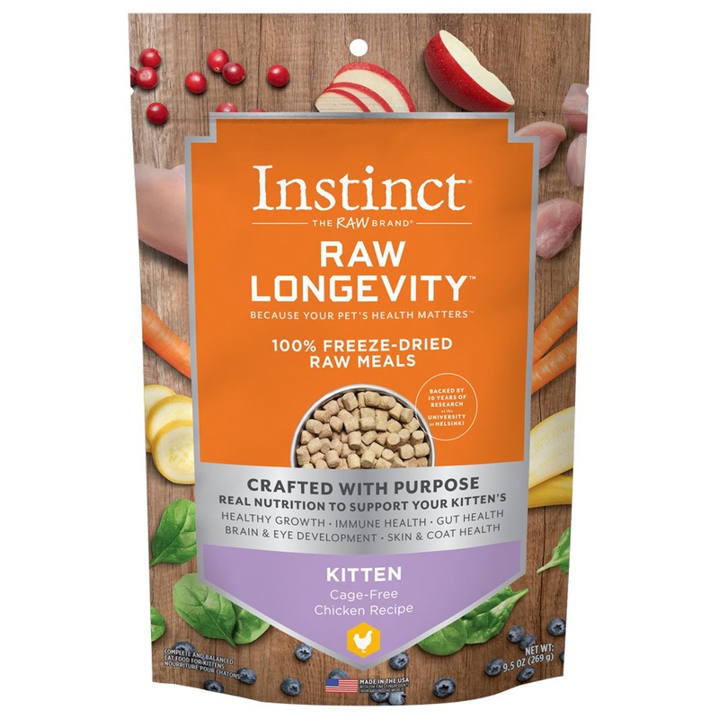 Instinct Raw Longevity 100% Freeze-Dried Raw Meals Kitten Cat Food – Cage-Free Chicken – 9.5oz Bag