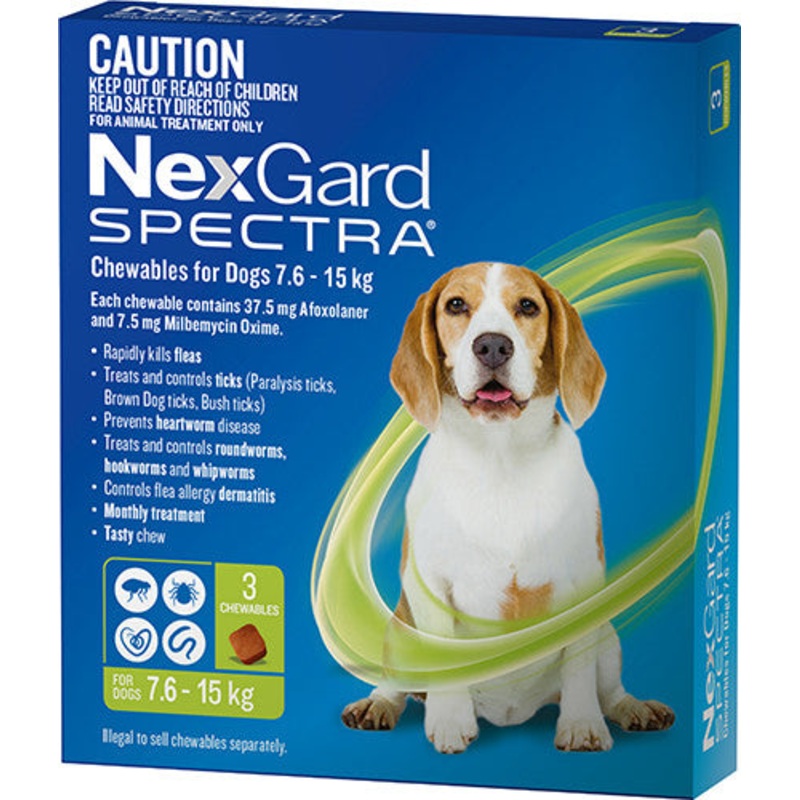 NexGard Spectra – Chewables for Dogs (7.6-15kg) (3pk) 3pk