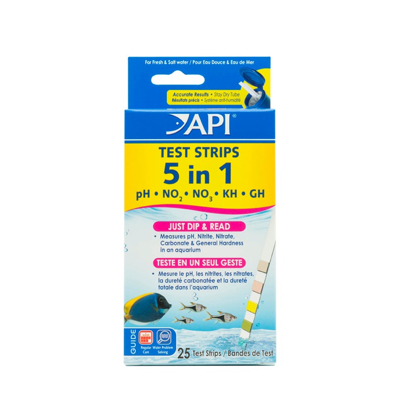 API 5 In 1 Aquarium Test Strips 20 Tests X 4 Count