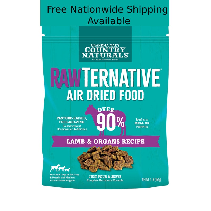 Grandma Mae’s Country Naturals RawTernative Lamb & Lamb Organs Recipe Air Dried Dog Food 1 lb. LOWEST PRICE (S3)