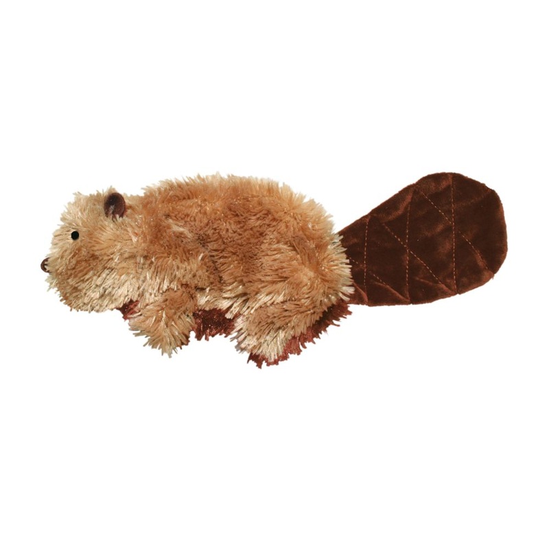 Kong Plush Beaver Dog Toys Brown Small
