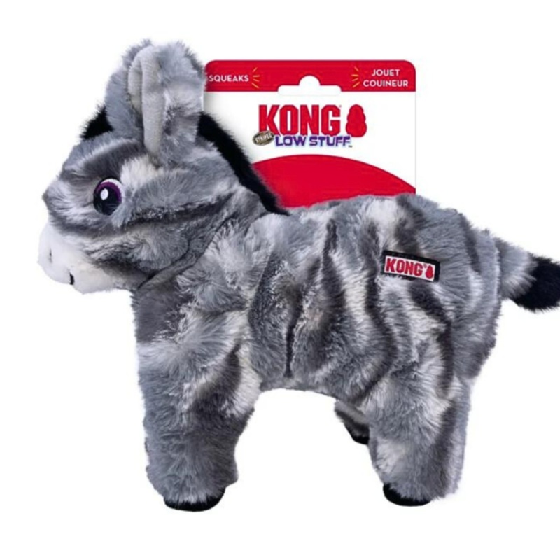 Low Stuff Stripes Donkey Grey Plush Squeaky Dog Toy 9.5 in x 10.75 in