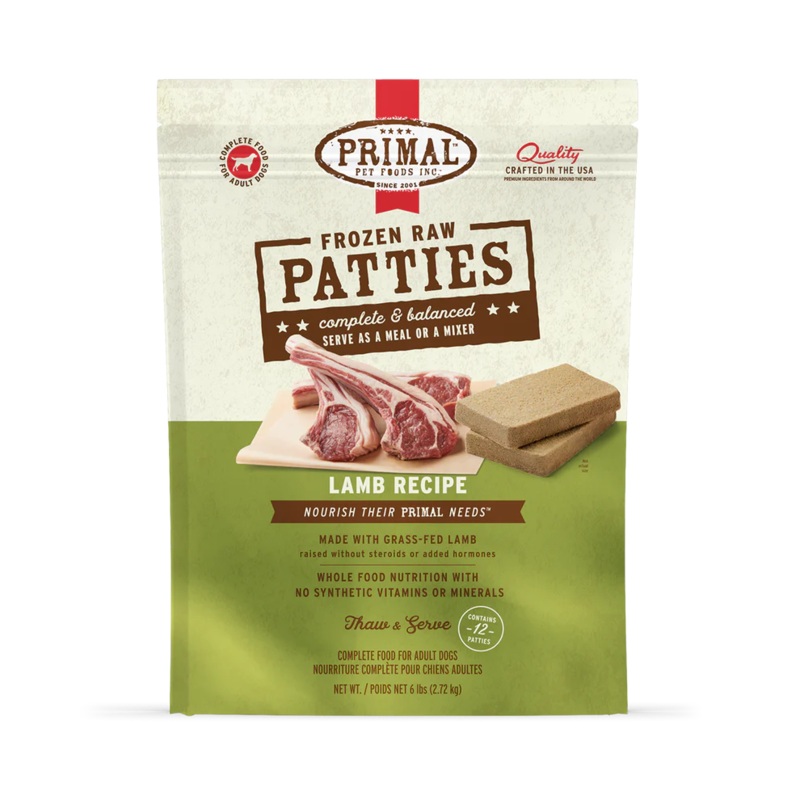 Primal Lamb Patties Frozen Dog Food 6-lb